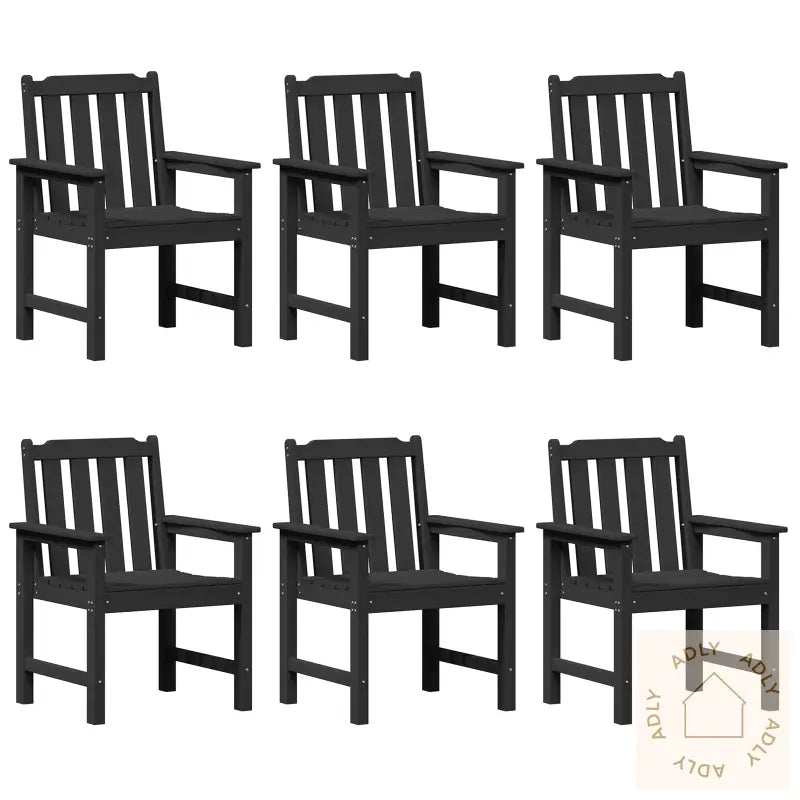Hagespisestoler 6 Stk Svart 65,5X55,5X88 Cm Hdpe