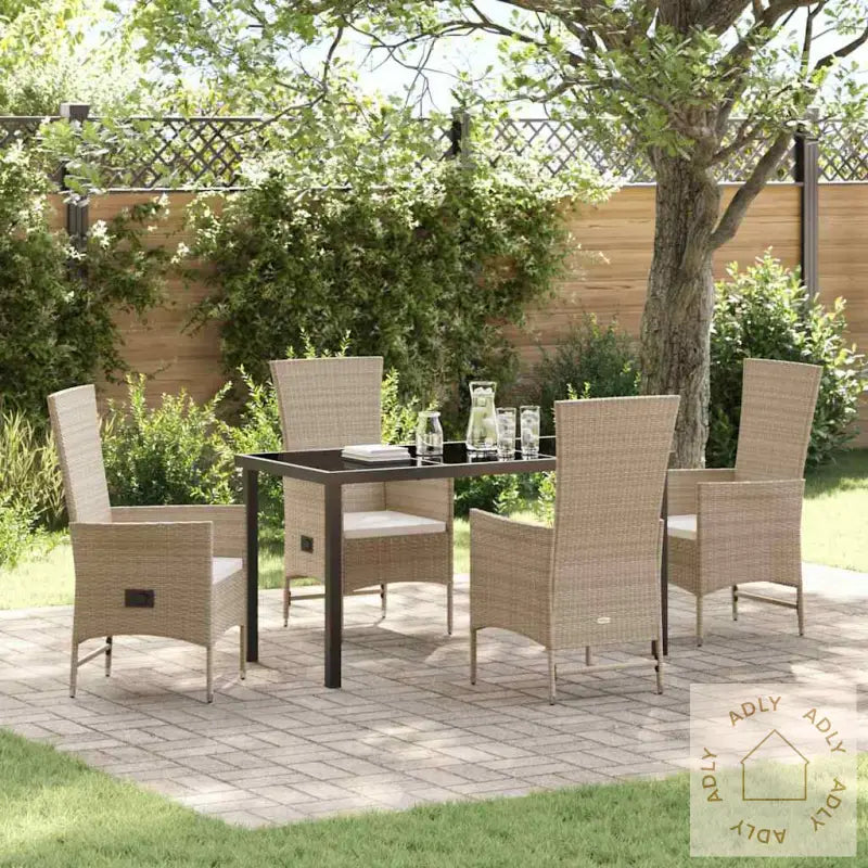 Utemøbler Sett 5 Pcs Beige, Cremehvite 140 X 70 X 73 Cm