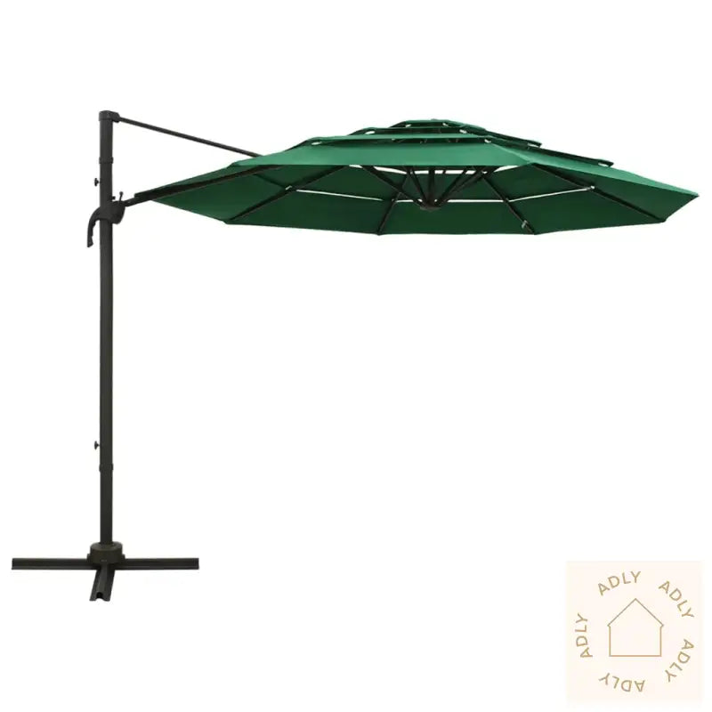 Hageparasoll Med Aluminiumsstang 4 Nivåer Grønn 3X3 M