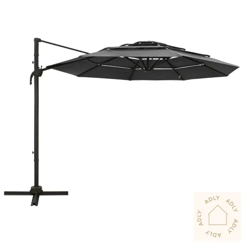 Hageparasoll Med Aluminiumsstang 4 Nivåer Antrasitt 3X3 M
