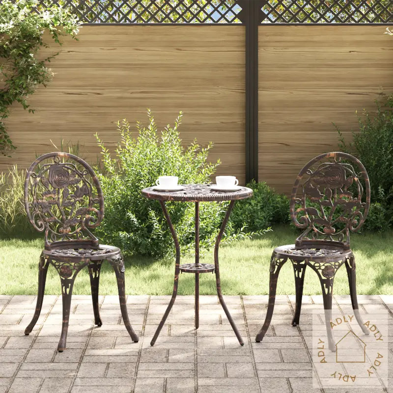 3-Delt Hagemøbelsesett I Bronse Støpejern