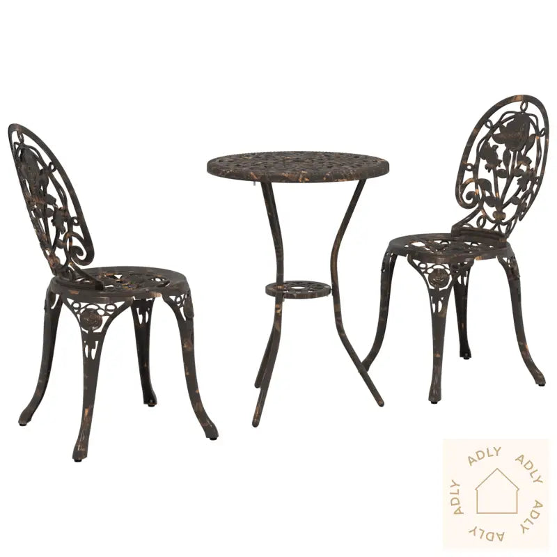 3-Delt Hagemøbelsesett I Bronse Støpejern