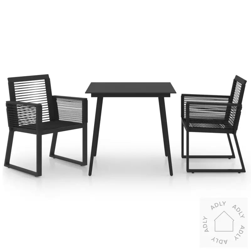 Hagemøbelsett 3 Deler Pvc-Rotting Svart