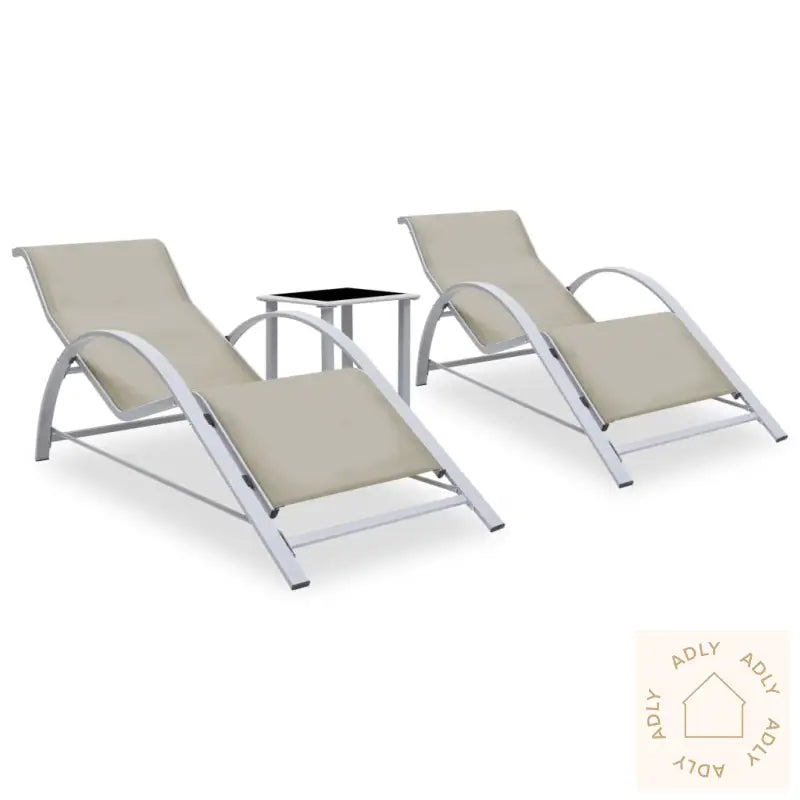 Solsenger 2 Stk Med Bord Aluminium Kremhvit