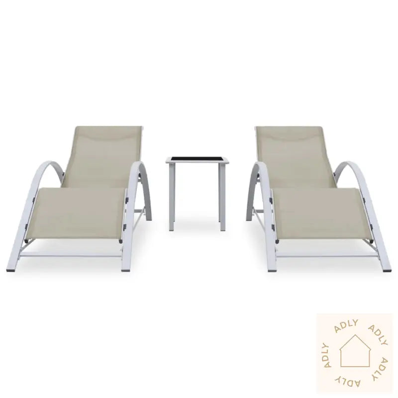 Solsenger 2 Stk Med Bord Aluminium Kremhvit