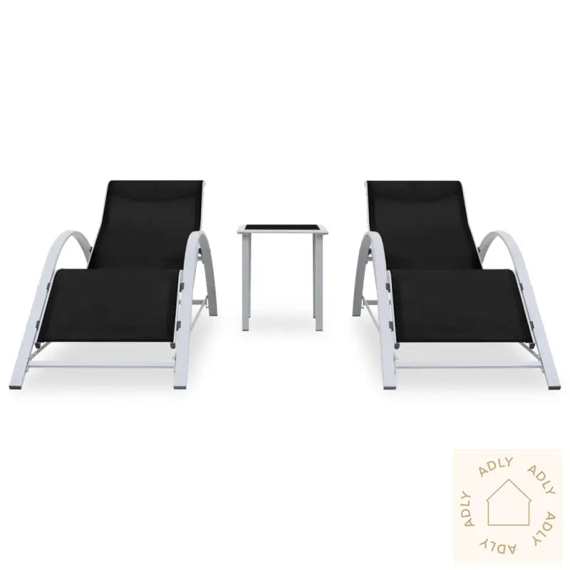 Solsenger 2 Stk Med Bord Aluminium Svart