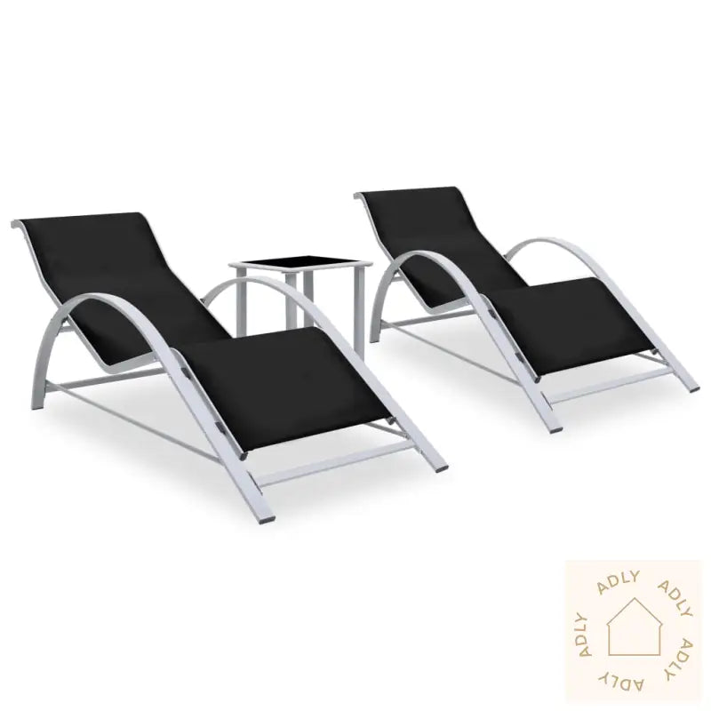 Solsenger 2 Stk Med Bord Aluminium Svart