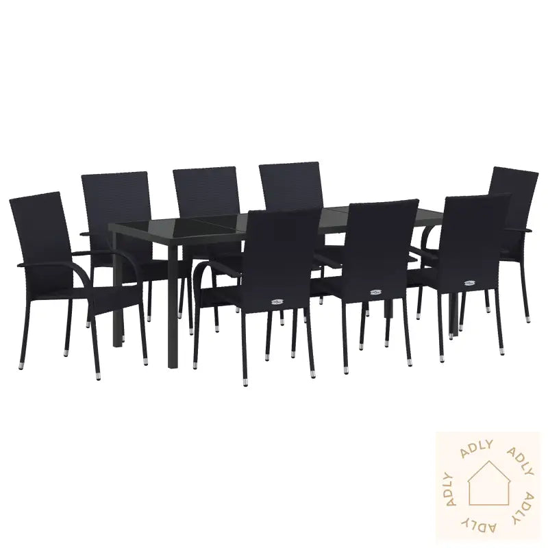5-Delt Hage Spisebordsett Svart Poly Rotinng