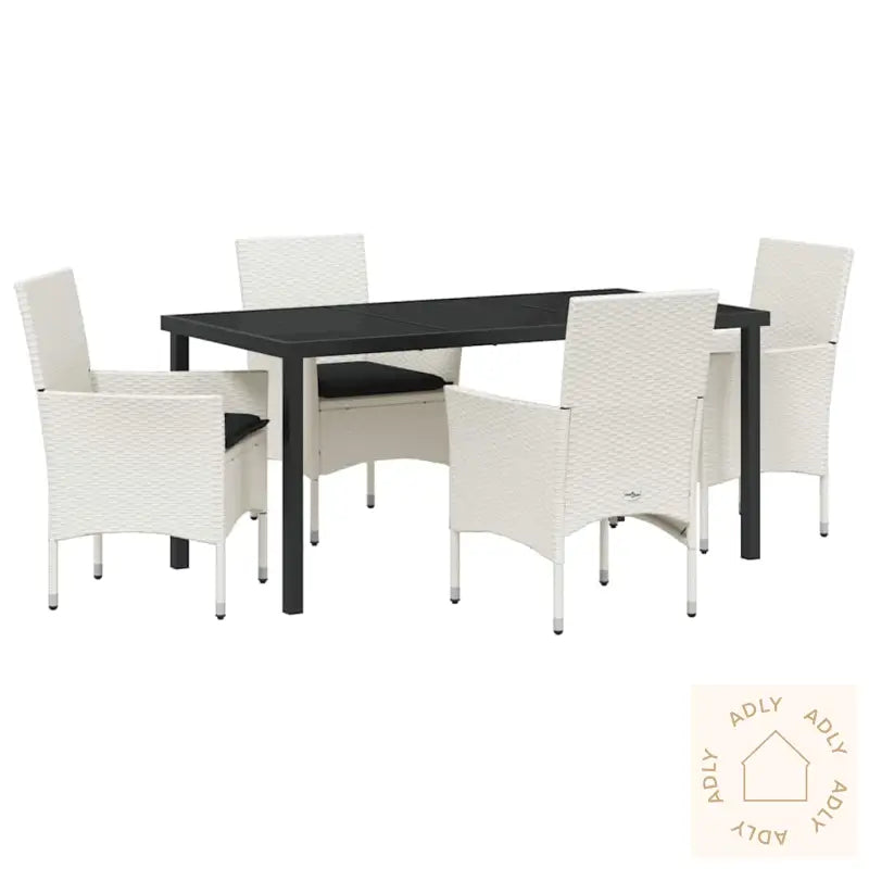 5-Delt Hagesett Med Puter, Hvit Poly Rattan