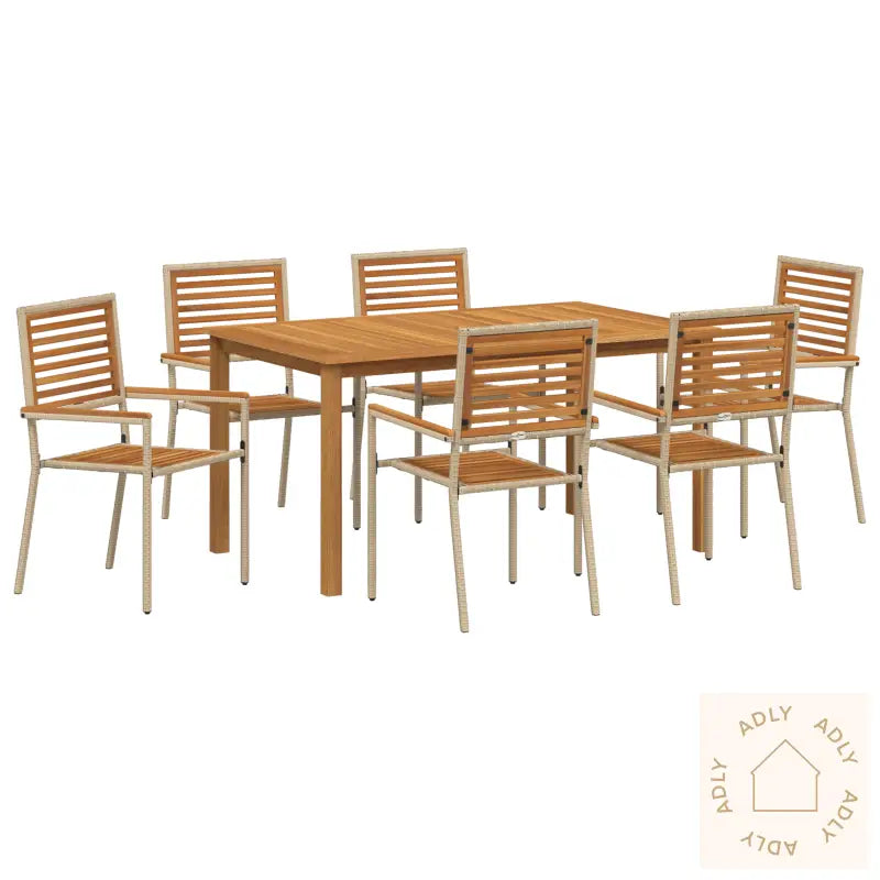 7-Delt Hage Spisegruppe Beige Polyrotting Akasie