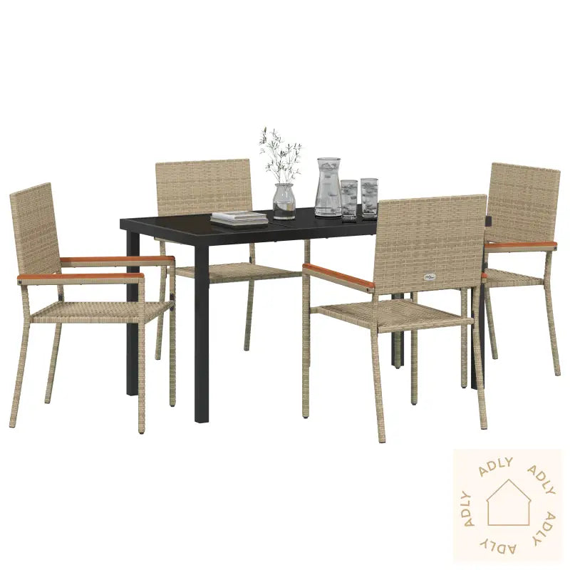 5 Delt Hage Spisesett Beige Poly Rottning