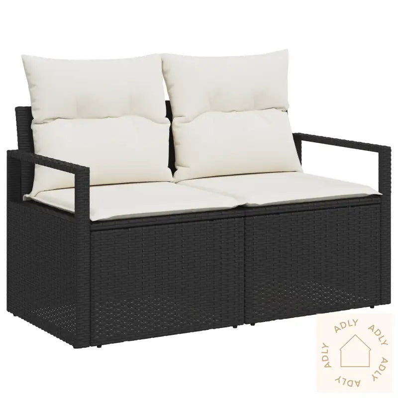 2-Seter Hage Sofa Med Puter Svart Poly Ratt