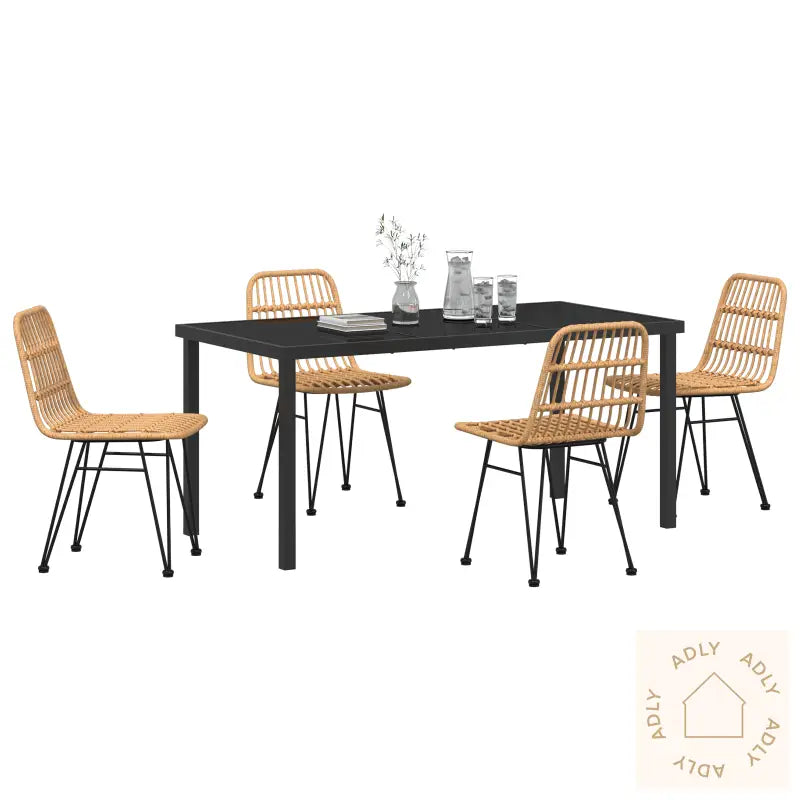 5 Delt Hage Spise Sett Brun Poly Rattan