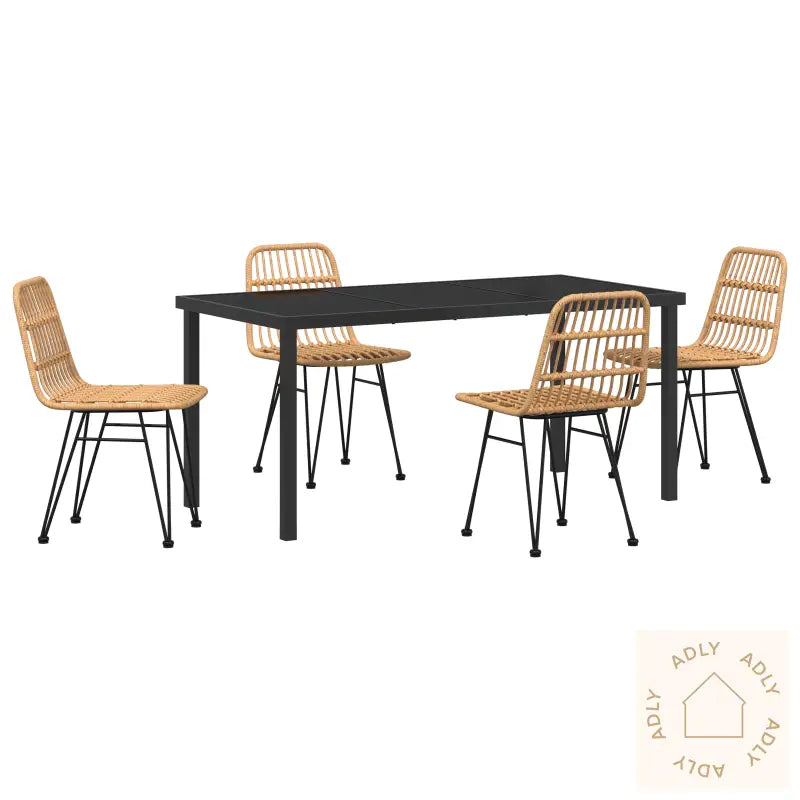 5 Delt Hage Spise Sett Brun Poly Rattan
