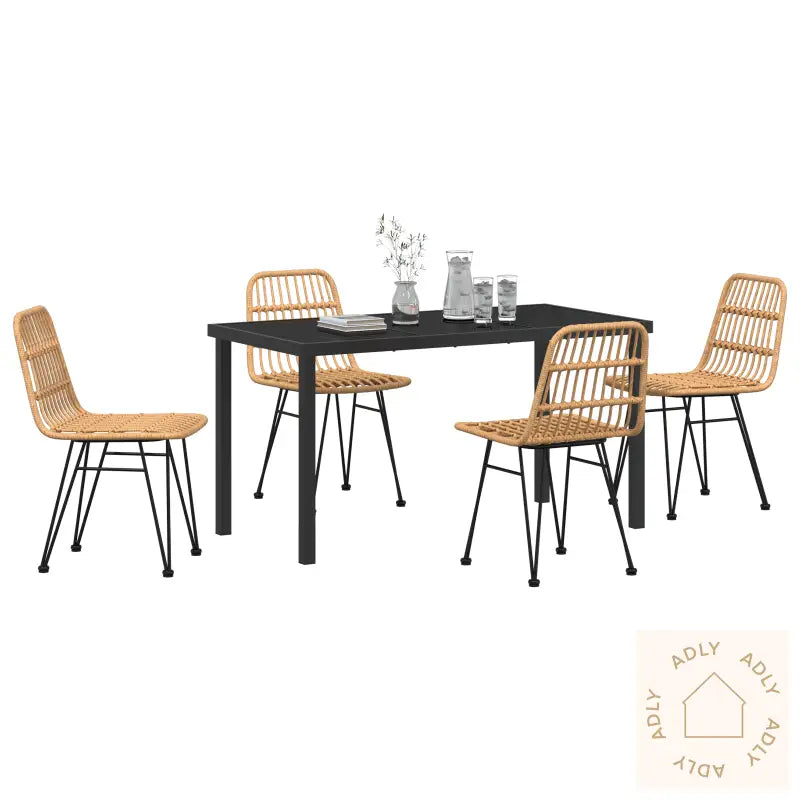 5 Delers Hagemøbelsett Brun Poly Rattan