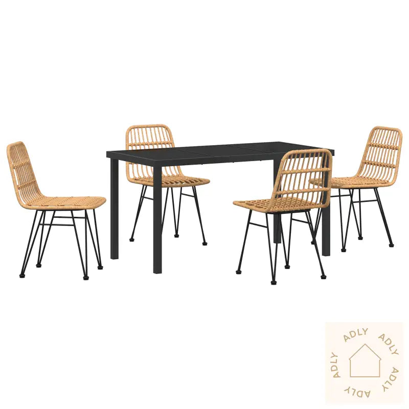 5 Delers Hagemøbelsett Brun Poly Rattan