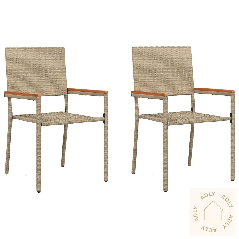 Hagemøbelsett Med Puter 2 Stk Beige Poly Rattan