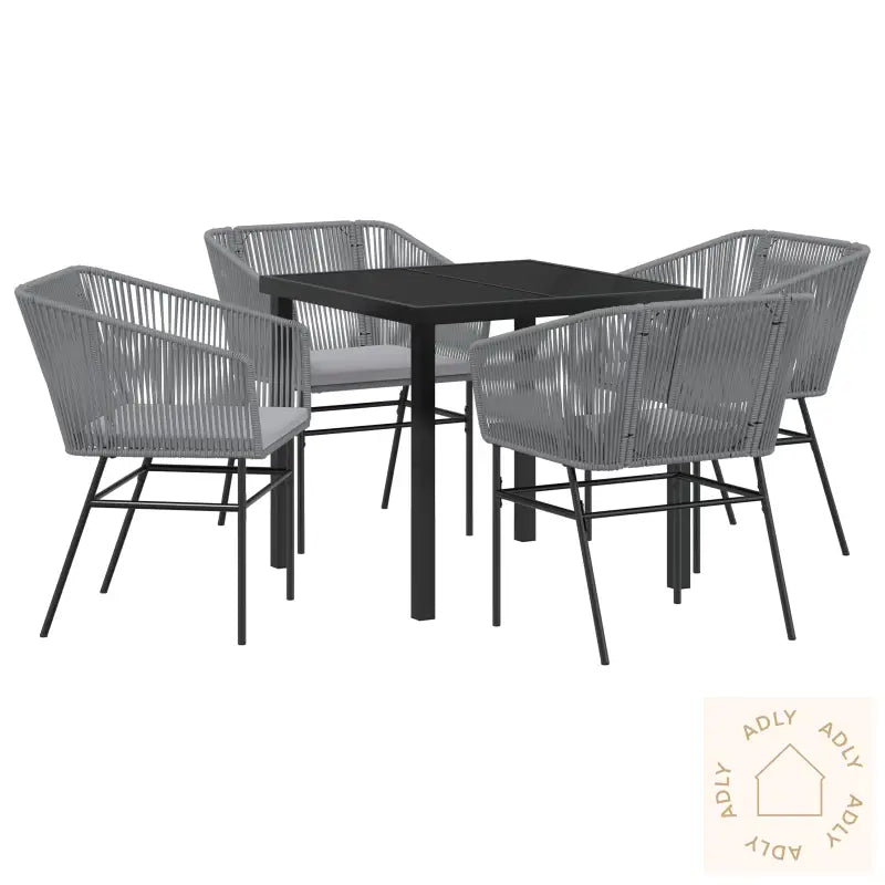 Sett Av 3 Grå Pe Rattan 4-Seter Uv-Bestandige Materialer