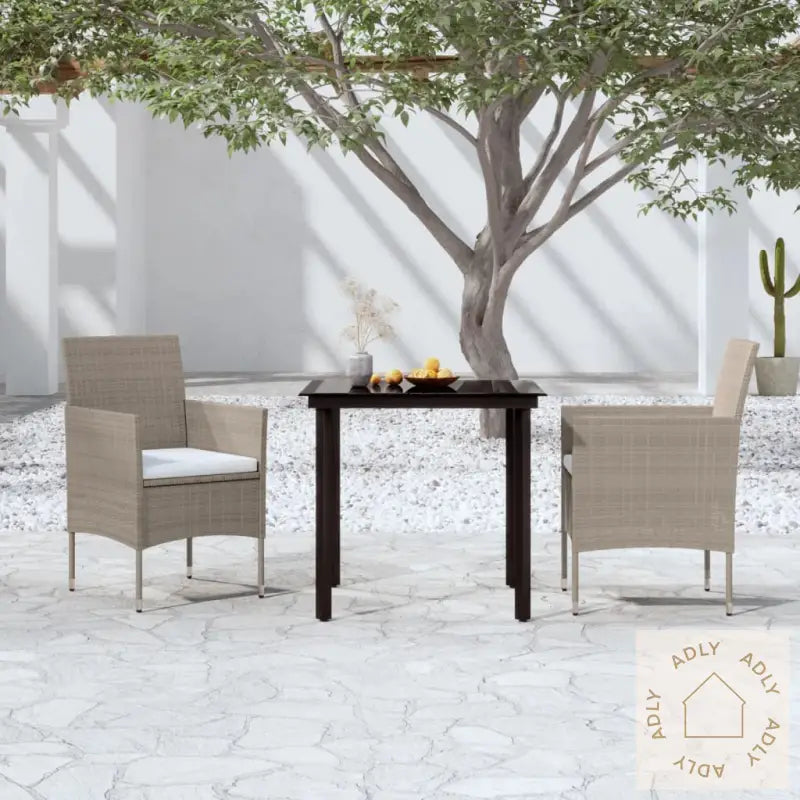 Hagespisegruppe Med Puter 3 Deler Beige Og Svart