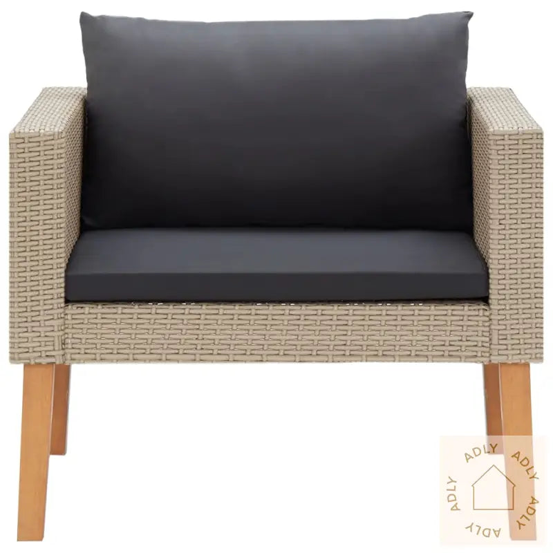 Utendørs Enkeltsofa Med Puter Polyrotting Beige