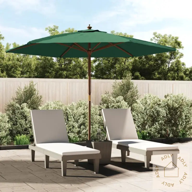 Hageparasoll Med Trestang Grønn 299X240 Cm
