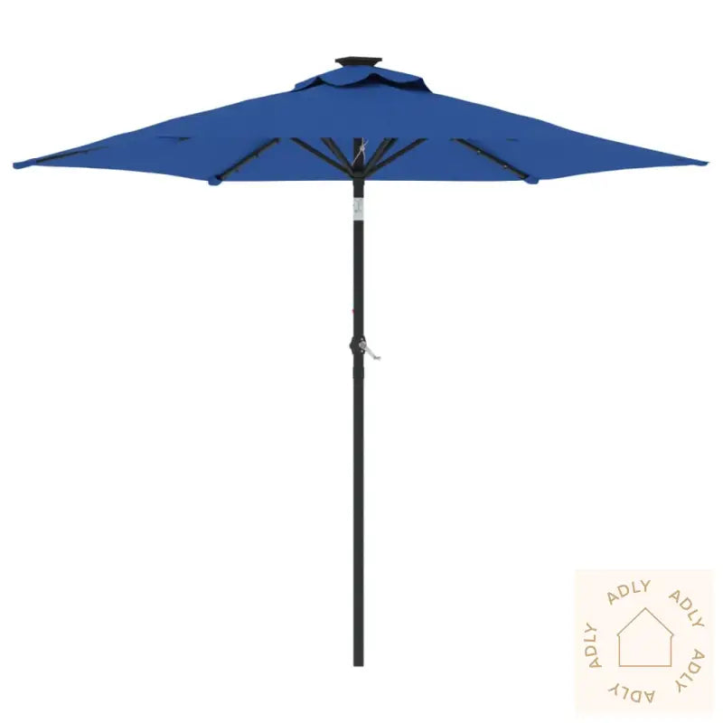 Hageparasoll Med Led Og Stålstang Asurblå 225X225X212 Cm