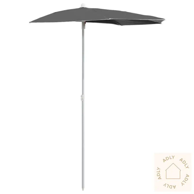 Halvrund Parasoll Med Stang 180X90 Cm Antrasitt