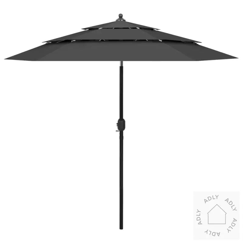 Hageparasoll Med Aluminiumsstang 3 Nivåer Antrasitt 2,5 M