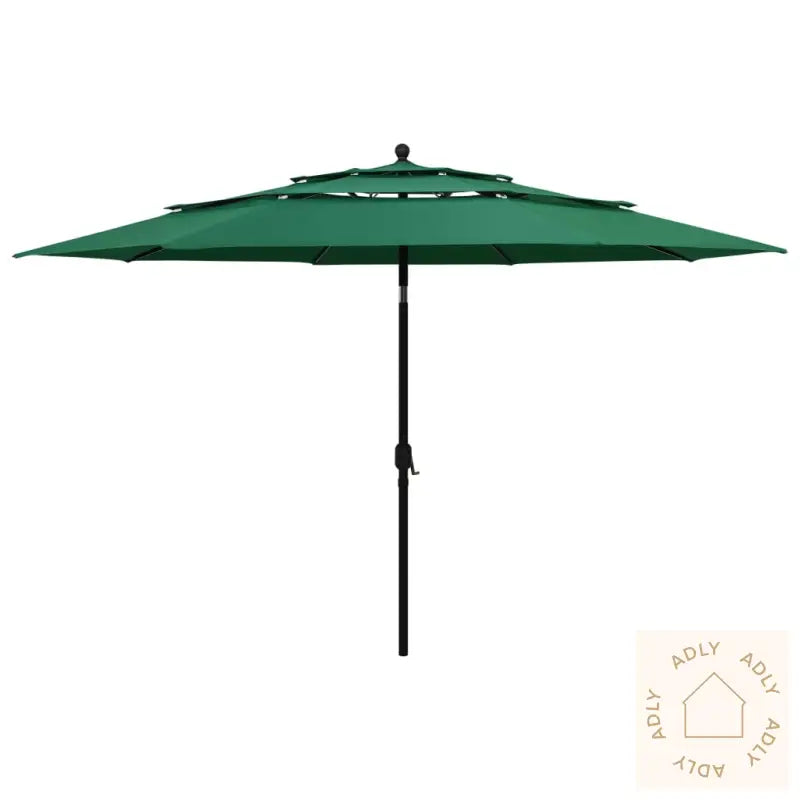 Hageparasoll Med Aluminiumsstang 3 Nivåer Grønn 3,5 M