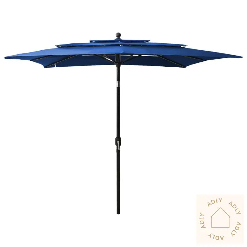Hageparasoll Med Aluminiumsstang 3 Nivåer Asurblå 2,5X2,5 M