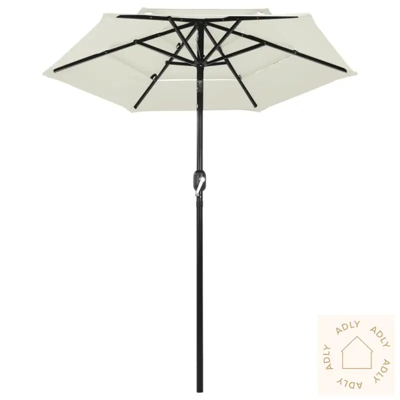 Hageparasoll Med Aluminiumsstang 3 Nivåer Sand 2 M
