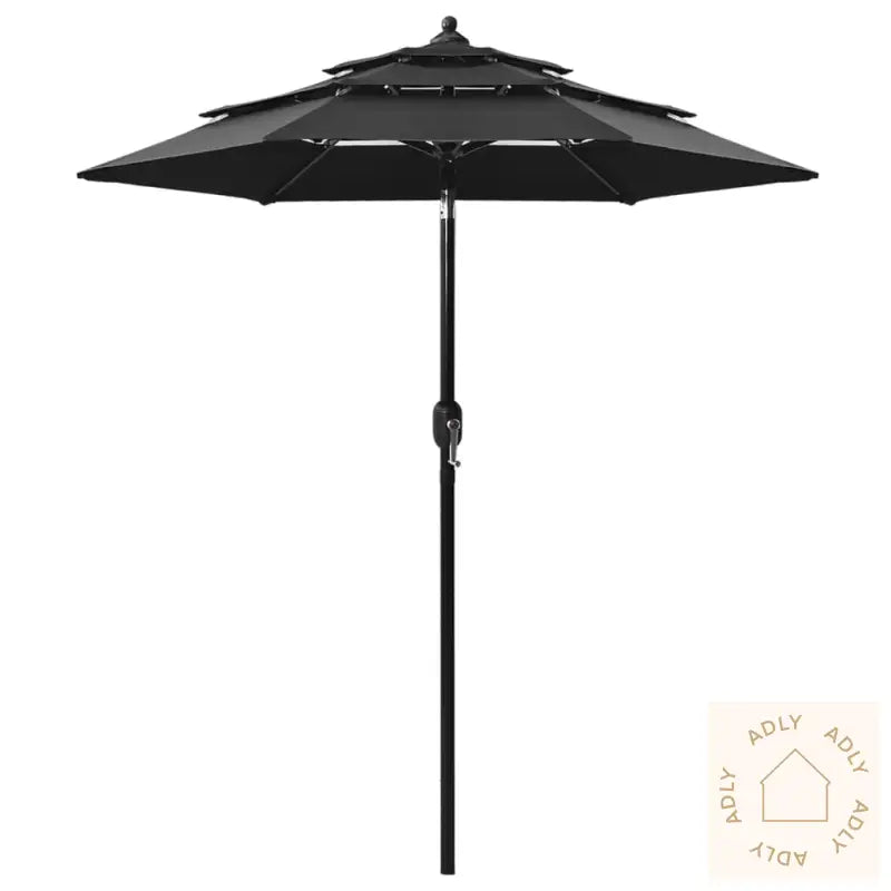 Hageparasoll Med Aluminiumsstang 3 Nivåer Svart 2 M