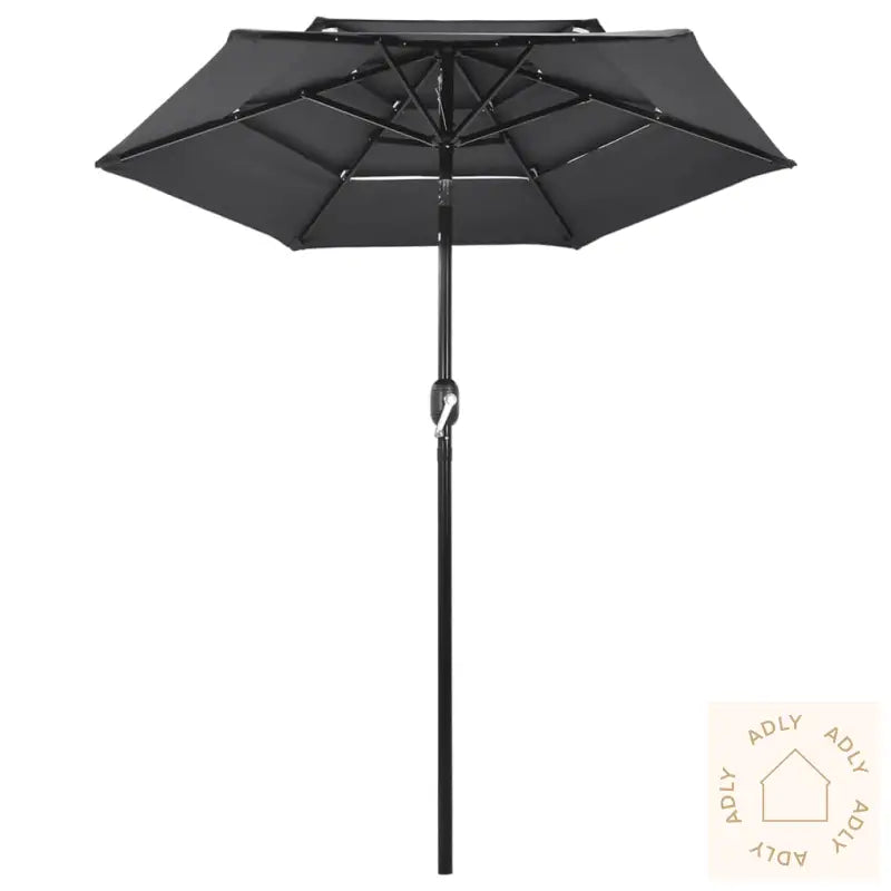 Hageparasoll Med Aluminiumsstang 3 Nivåer Antrasitt 2 M
