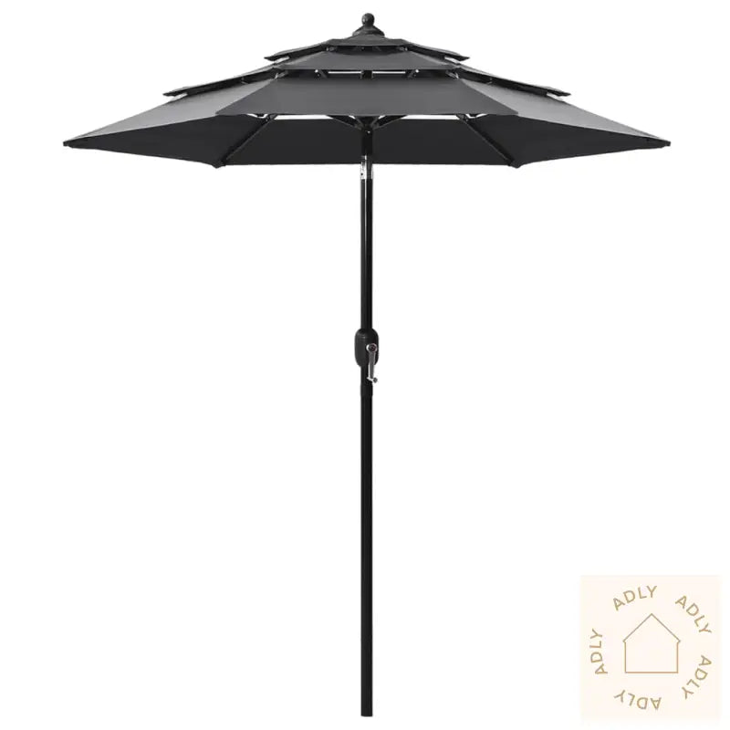 Hageparasoll Med Aluminiumsstang 3 Nivåer Antrasitt 2 M