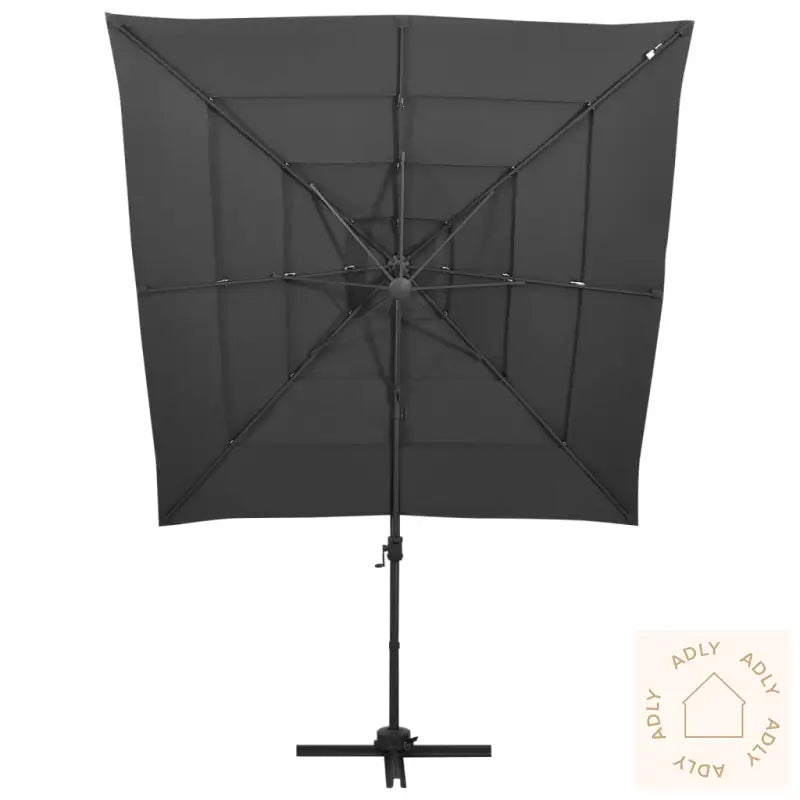 Hageparasoll Med Aluminiumsstang 4 Nivåer Antrasitt 250X250 Cm