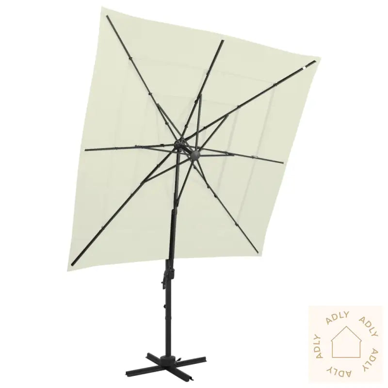 Hageparasoll Med Aluminiumsstang 4 Nivåer Sand 250X250 Cm