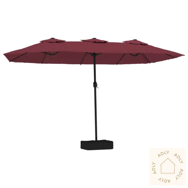 Hageparasoll Dobbelt Hode Med Led Vinrød 449X245 Cm