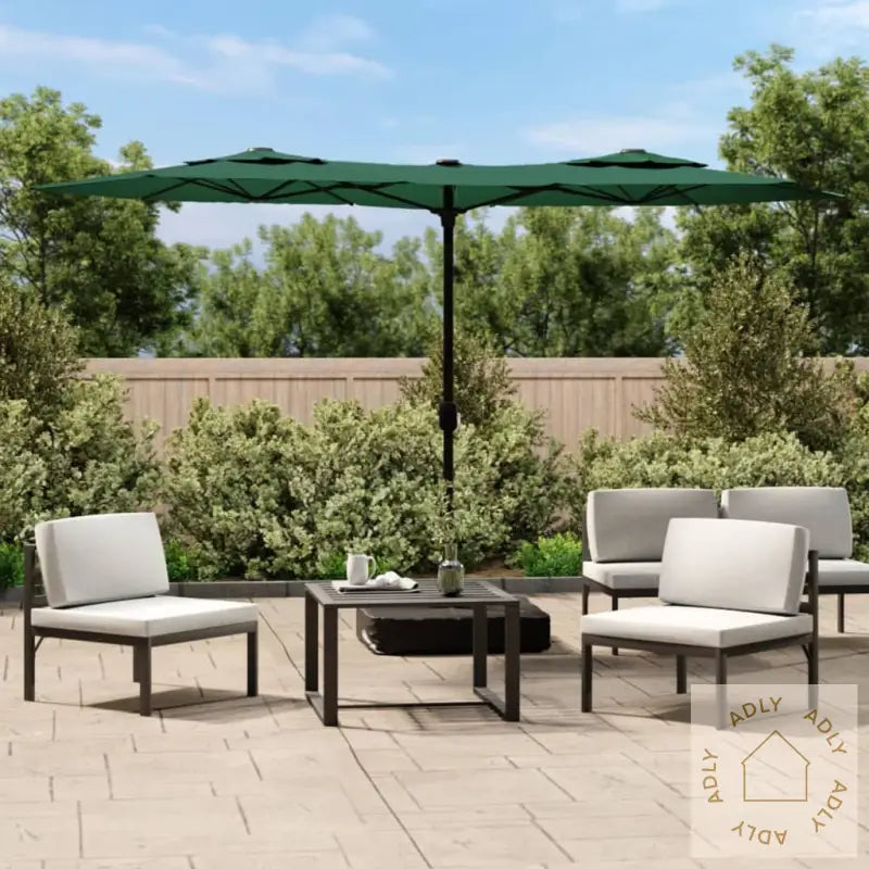 Hageparasoll Med Dobbelt Hode Grønn 316X240 Cm