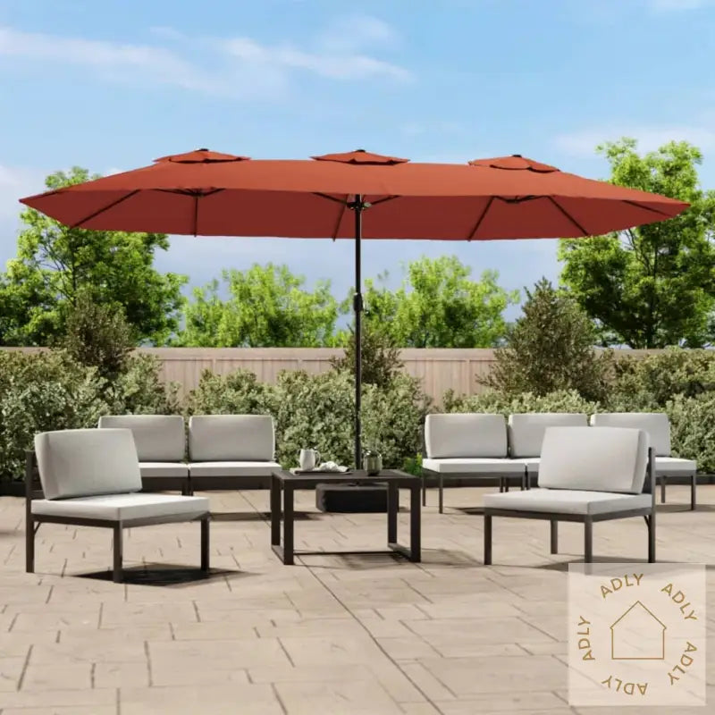 Hageparasoll Med Dobbelt Hode Terrakotta 449X245 Cm