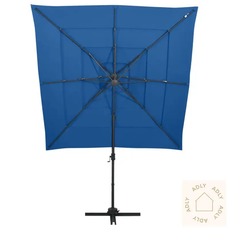 Hageparasoll Med Aluminiumsstang 4 Nivåer Asurblå 250X250 Cm