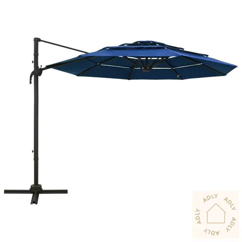 Hageparasoll Med Aluminiumsstang 4 Nivåer Asurblå 3X3 M