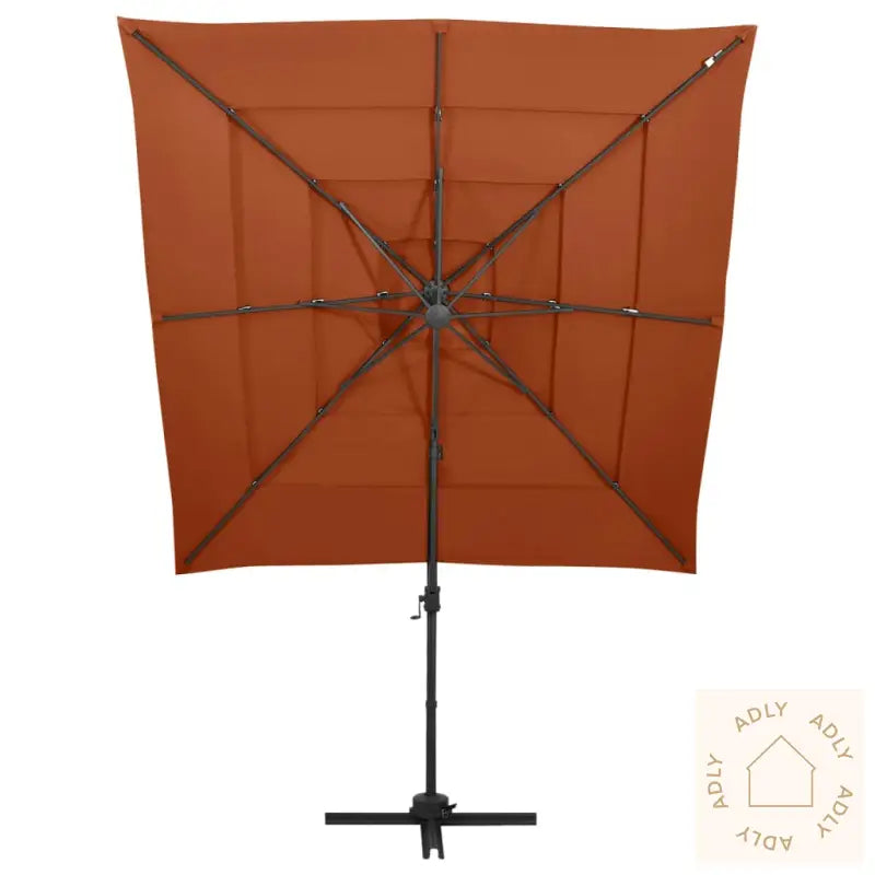 Hageparasoll Med Aluminiumsstang 4 Nivåer Terrakotta 250X250 Cm