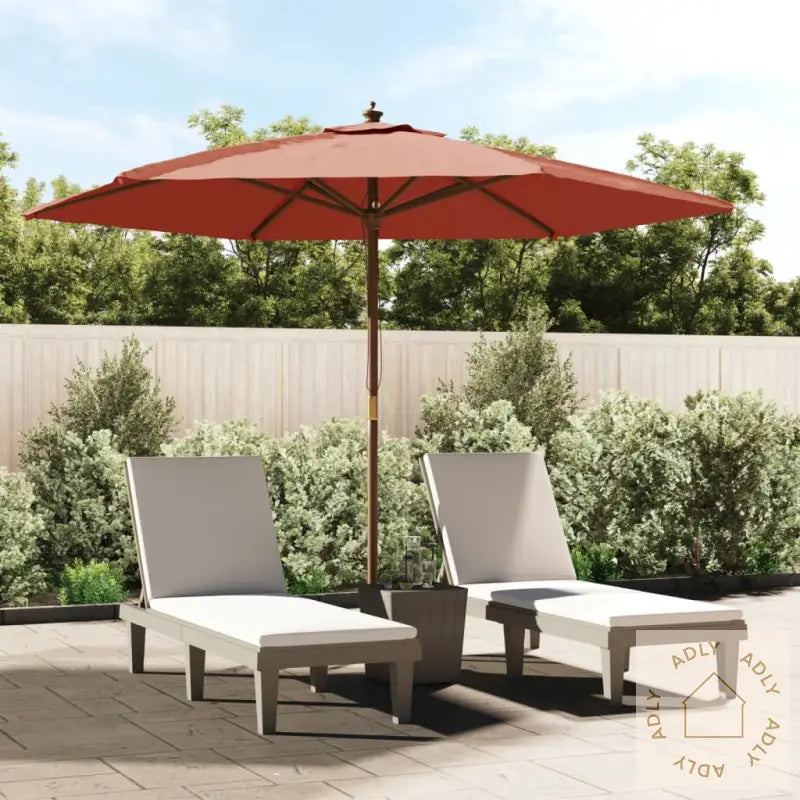 Hageparasoll Med Trestang Terrakotta 299X240 Cm