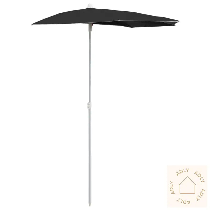 Halvrund Parasoll Med Stang 180X90 Cm Svart
