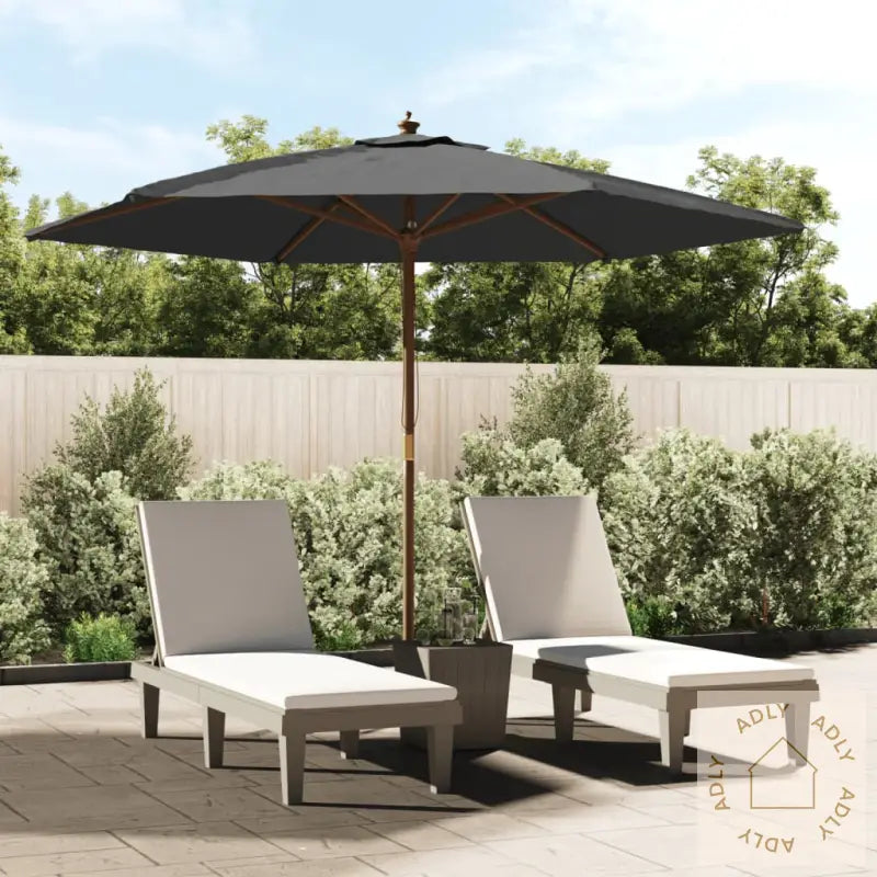 Hageparasoll Med Trestang Antrasitt 299X240 Cm