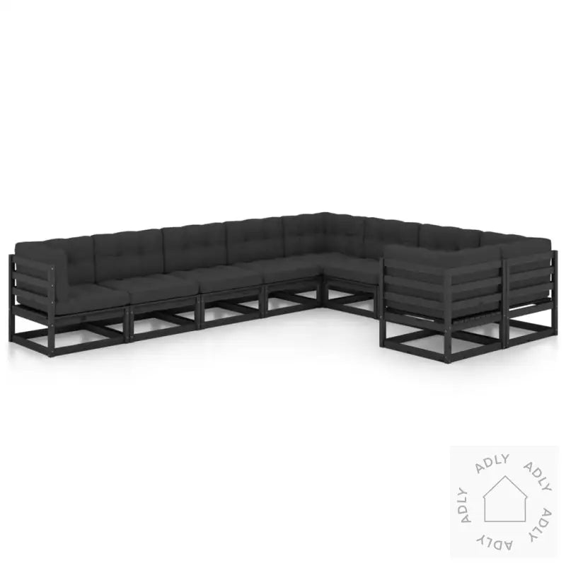 Hagesofagruppe Med Puter 9 Deler Svart Heltre Furu