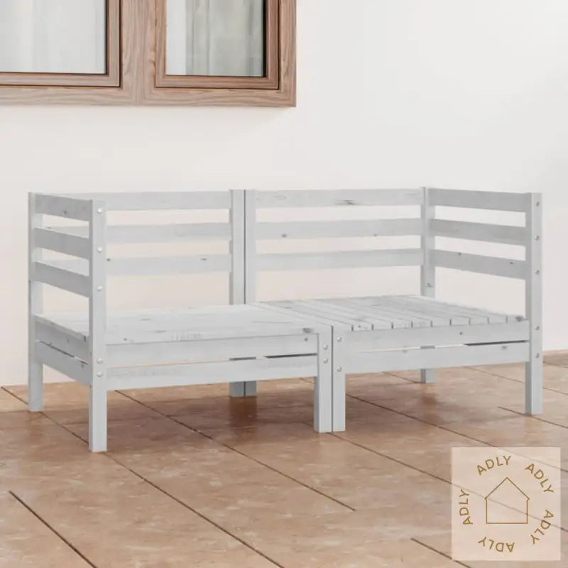 2-Seters Hagesofa Hvit Heltre Furu