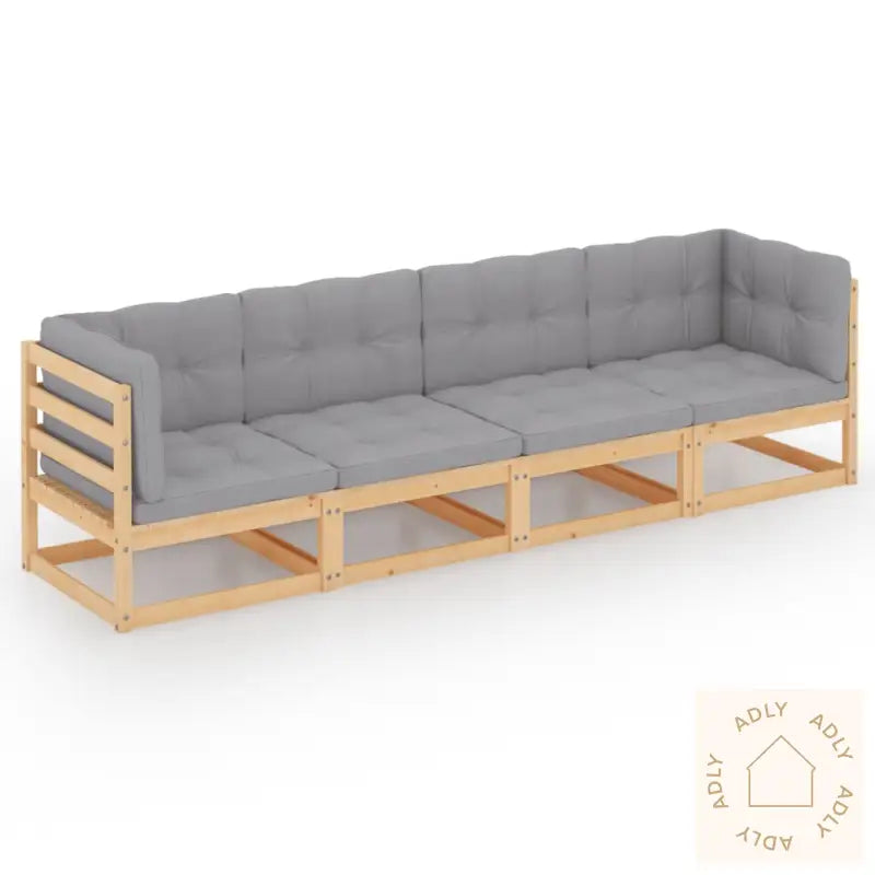 Hagesofa Med Puter 4-Seters Heltre Furu