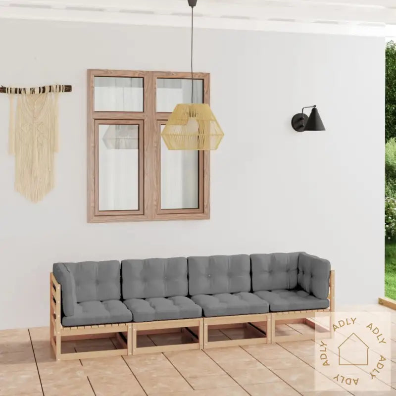 Hagesofa Med Puter 4-Seters Heltre Furu