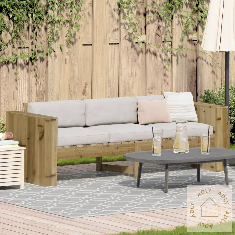 3-Seter Utesofa 185.5X60X62 Cm Behandlet Furu